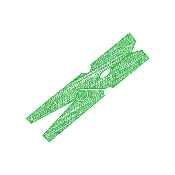 Kleding Bordje Groene Krabbel Pictogram Met Solide Contour Witte Achtergrond — Stockvector