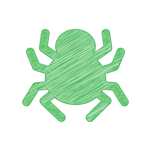 Ilustrace Značky Spider Zelená Čmáranice Ikona Pevným Obrysem Bílém Pozadí — Stockový vektor