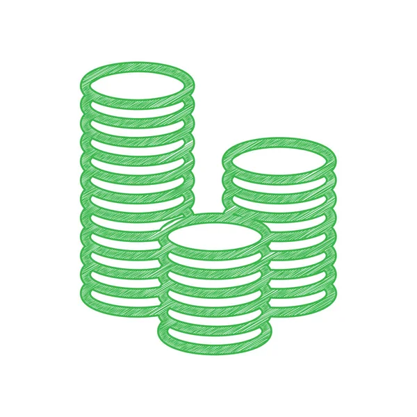 Ilustração Sinal Dinheiro Ícone Bolha Verde Com Contorno Sólido Fundo — Vetor de Stock