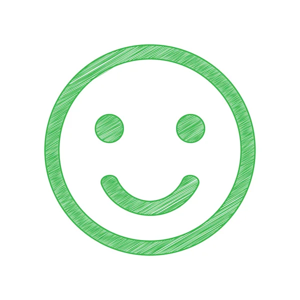 Uśmiechnij Się Zielona Ikona Bazgroły Solidnym Konturem Białym Tle — Wektor stockowy