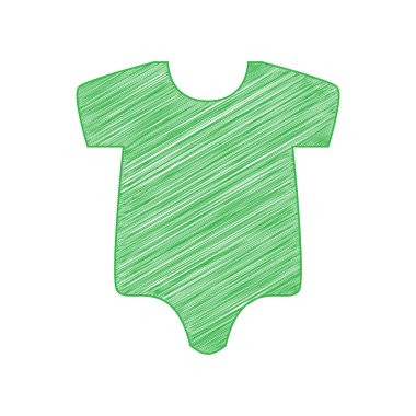 Bebek bezi çizimi. Beyaz arkaplan üzerine katı konturlu yeşil karalama Simgesi.