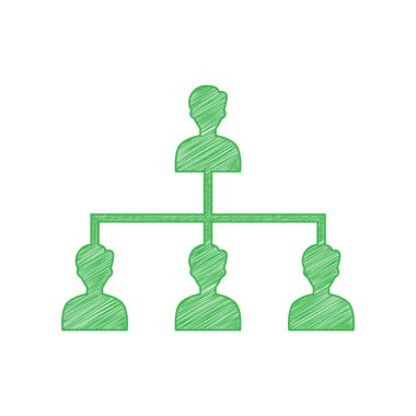 Sosyal medya pazarlama tabelası. Beyaz arkaplan üzerine katı konturlu yeşil karalama Simgesi.