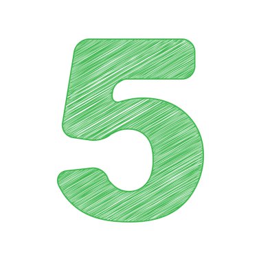 5 numaralı işaret tasarım şablonu ögesi. Beyaz arkaplan üzerine katı konturlu yeşil karalama Simgesi.