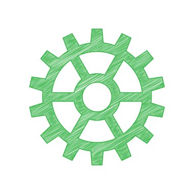 Vites tabelası. Beyaz arkaplan üzerine katı konturlu yeşil karalama Simgesi.