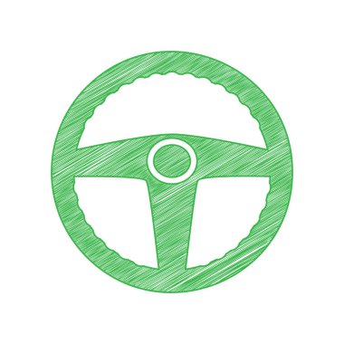 Araba şoförü imzası. Beyaz arkaplan üzerine katı konturlu yeşil karalama Simgesi.