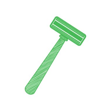 Güvenlik jileti işareti. Beyaz arkaplan üzerine katı konturlu yeşil karalama Simgesi.