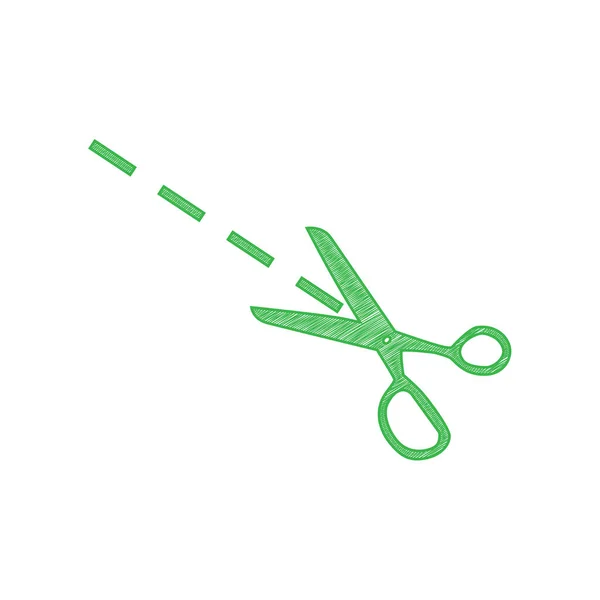 Ножиці Показують Ілюстрацію Зелена Піктограма Писаря Суцільним Контуром Білому Тлі — стоковий вектор