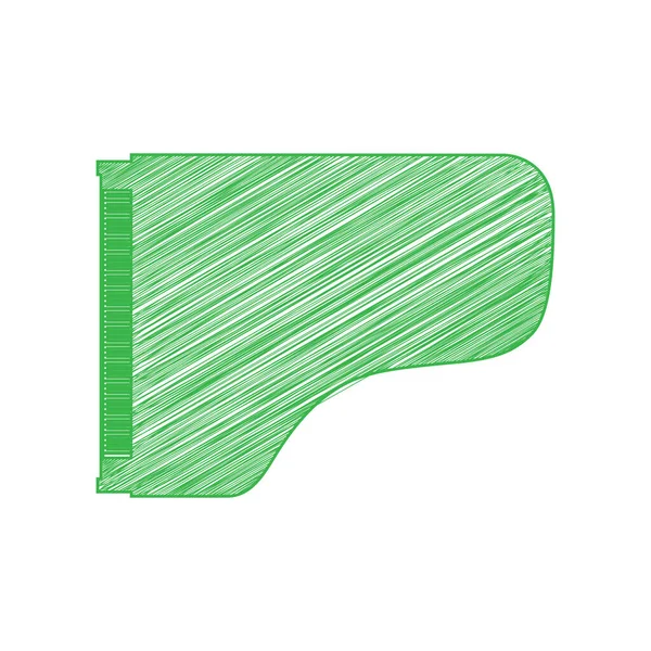 Concert Grand Piano Sign Green Scribble Icon Solid Contour White — Stock Vector