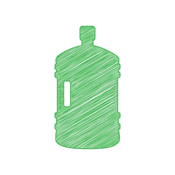 Plastic Bottle Silhouette Sign Green Scribble Icon Solid Contour White — Stock Vector