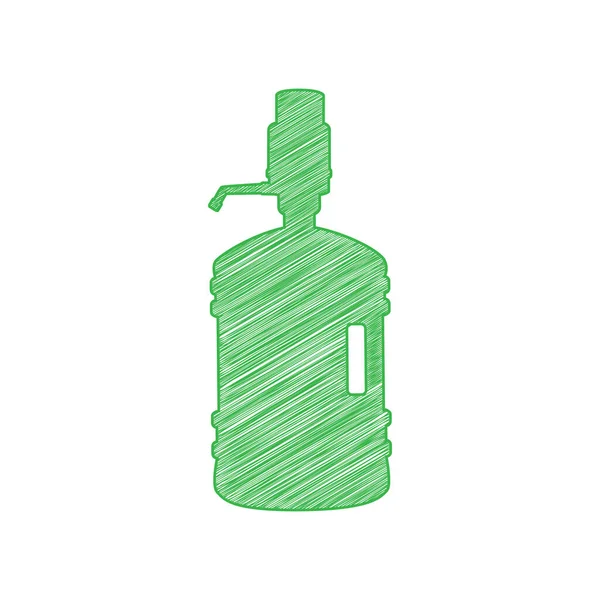 Plastic Fles Silhouet Met Water Sifon Groene Krabbel Pictogram Met — Stockvector