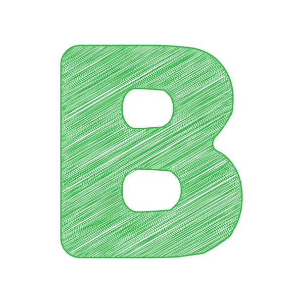 Letra Elemento Plantilla Diseño Signo Icono Garabato Verde Con Contorno — Vector de stock