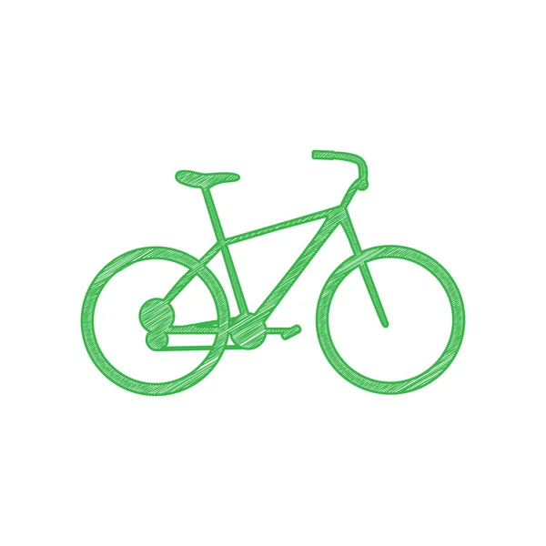 Bicycle Bike Sign Green Scribble Icon Solid Contour White Background — Stock Vector