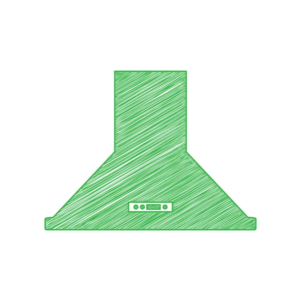 排気フード キッチン換気標識 白い背景にしっかりとした輪郭を持つ緑のスクリブルアイコン — ストックベクタ