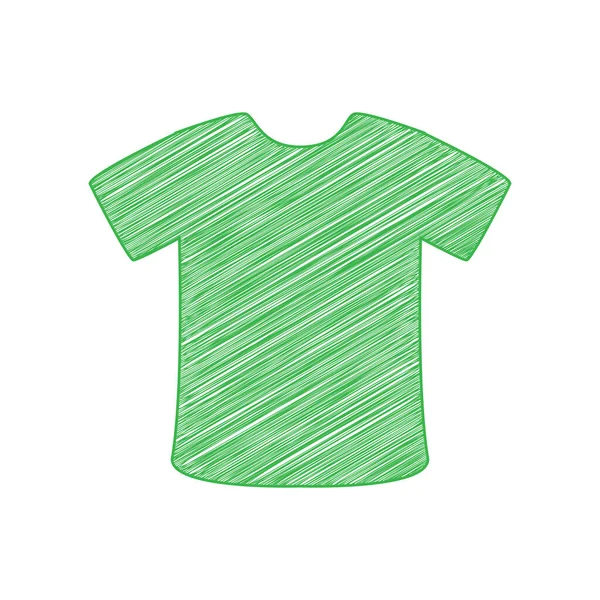 Señal Camiseta Icono Garabato Verde Con Contorno Sólido Sobre Fondo — Vector de stock