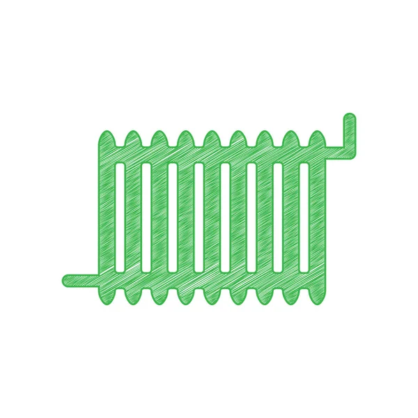 Radiatorteken Groene Krabbel Pictogram Met Solide Contour Witte Achtergrond — Stockvector