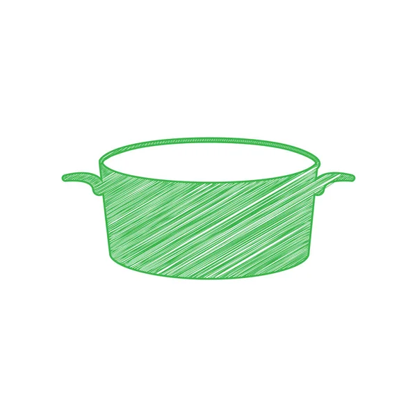 Panneau Icône Gribouillage Verte Avec Contour Solide Sur Fond Blanc — Image vectorielle