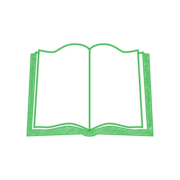 Boekenbord Groene Krabbel Pictogram Met Solide Contour Witte Achtergrond — Stockvector