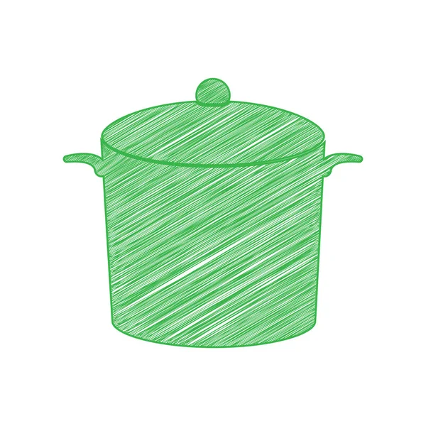 Σημάδι Παν Green Scribble Εικονίδιο Συμπαγές Περίγραμμα Λευκό Φόντο — Διανυσματικό Αρχείο