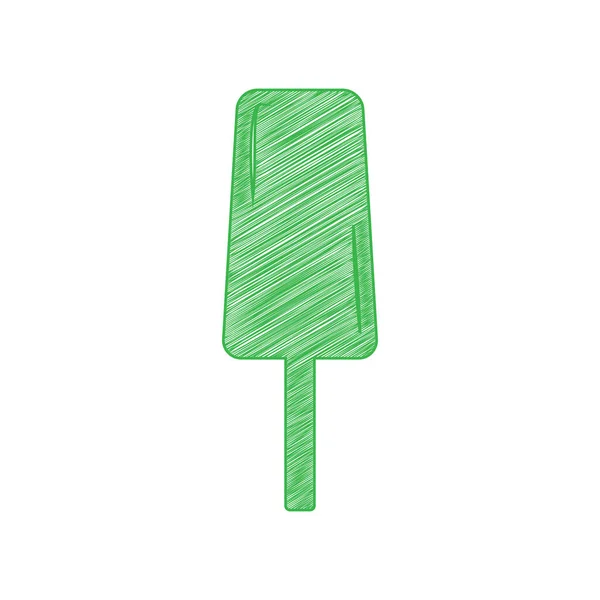 アイスクリームの看板 白い背景にしっかりとした輪郭を持つ緑のスクリブルアイコン — ストックベクタ