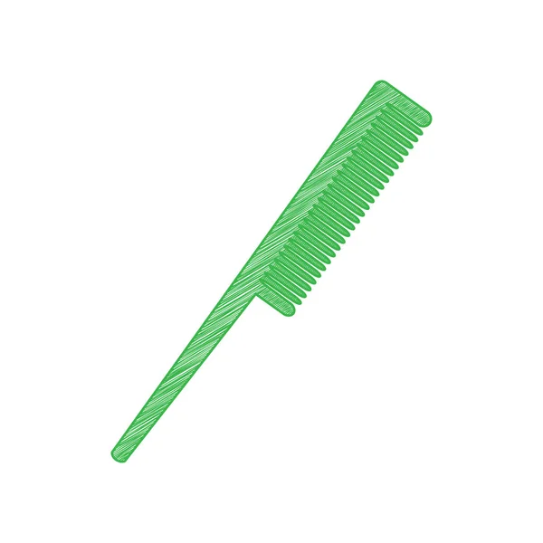 Segno Pettine Icona Scarabocchiare Verde Con Contorno Solido Sfondo Bianco — Vettoriale Stock