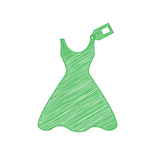 Sinal Vestido Mulher Com Etiqueta Ícone Bolha Verde Com Contorno — Vetor de Stock