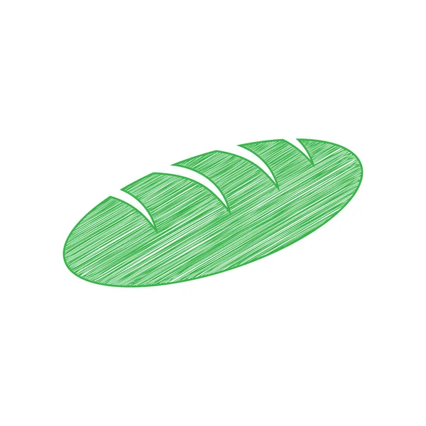 Chleba Zelená Čmáranice Ikona Pevným Obrysem Bílém Pozadí — Stockový vektor