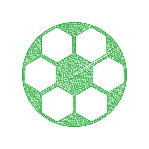 Fotbalová Značka Zelená Čmáranice Ikona Pevným Obrysem Bílém Pozadí — Stockový vektor