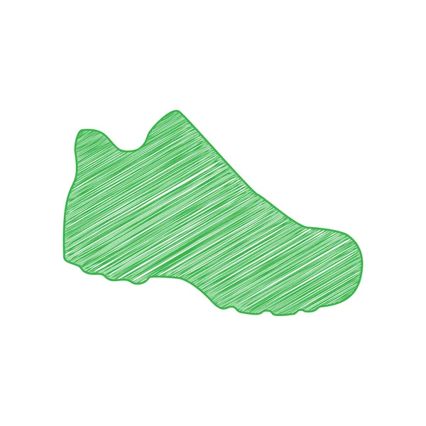 Znak Buta Zielona Ikona Bazgroły Solidnym Konturem Białym Tle — Wektor stockowy