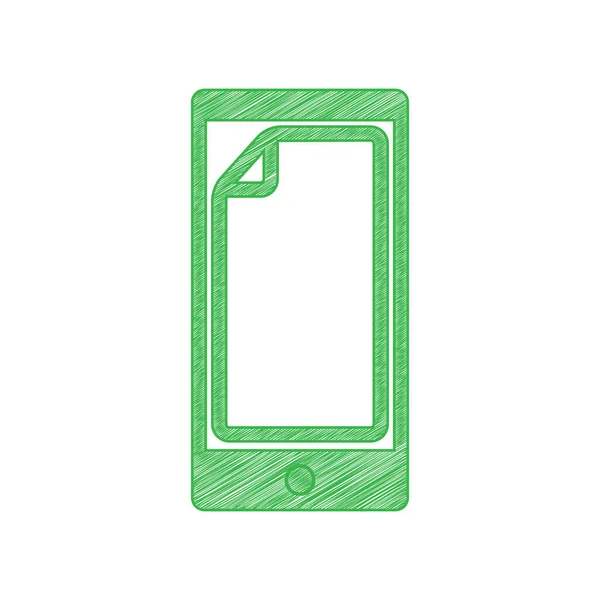 Προστατευτικό Αυτοκόλλητο Στην Οθόνη Green Scribble Εικονίδιο Συμπαγές Περίγραμμα Λευκό — Διανυσματικό Αρχείο