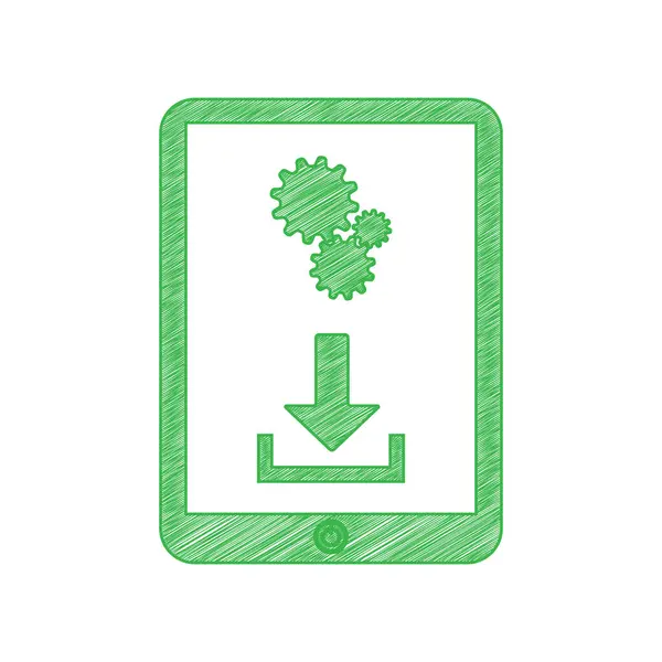 Εικονίδιο Τηλεφώνου Σύμβολο Ρυθμίσεων Green Scribble Εικονίδιο Συμπαγές Περίγραμμα Λευκό — Διανυσματικό Αρχείο