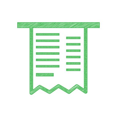 Fatura ödeme konsepti. Beyaz arkaplan üzerine katı konturlu yeşil karalama Simgesi.