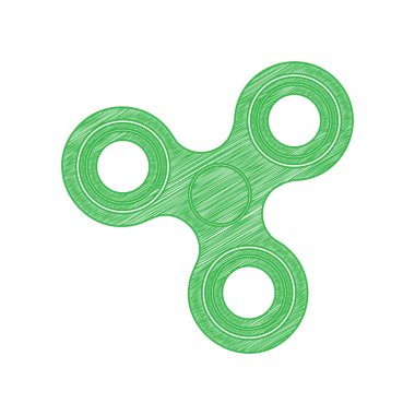 Fidget dönüş işareti. Beyaz arkaplan üzerine katı konturlu yeşil karalama Simgesi.
