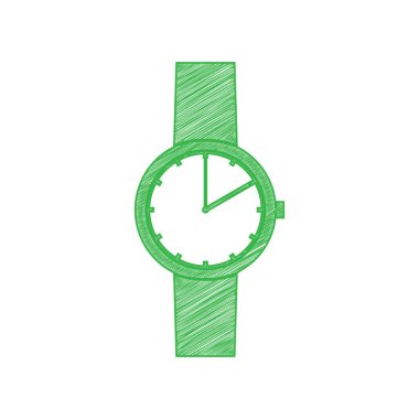 İzle işareti. Beyaz arkaplan üzerine katı konturlu yeşil karalama Simgesi.