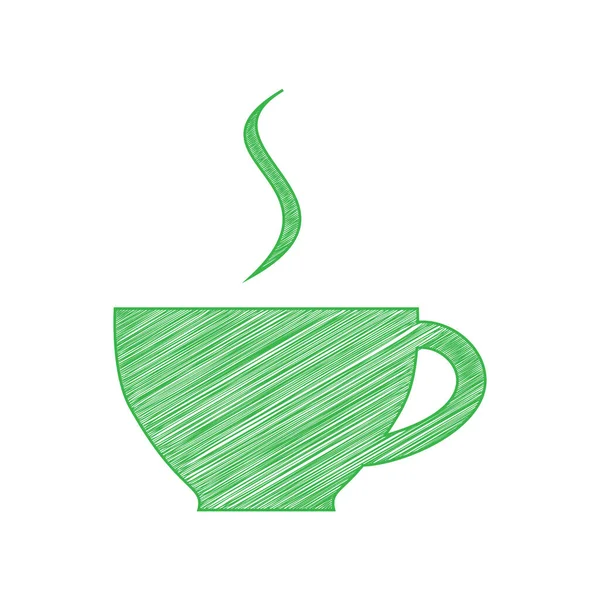 Знак Чашка Одним Маленьким Потоком Диму Зелений Ріпак Icon Твердим — стоковий вектор