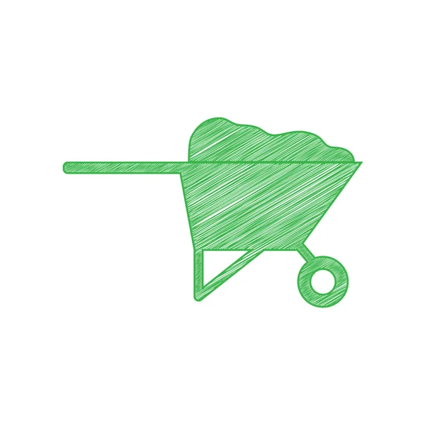 Ілюстрація Садового Інвалідного Візка Зелена Піктограма Писаря Суцільним Контуром Білому — стоковий вектор