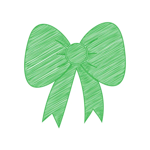 Bogenzeichen Illustration Grünes Kritzelsymbol Mit Fester Kontur Auf Weißem Hintergrund — Stockvektor