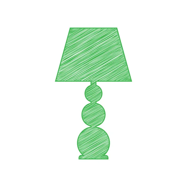 Иллюстрация Светильника Зеленый Каракуль Икона Твердым Контуром Белом Фоне — стоковый вектор
