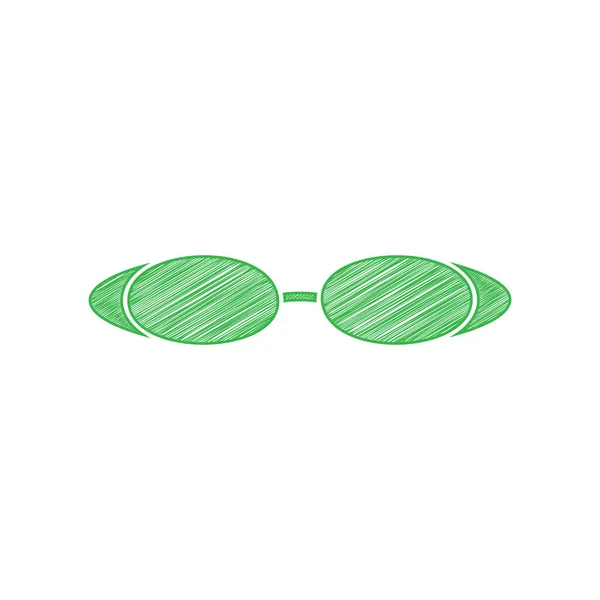 Lunettes Plongée Signe Illustration Icône Gribouillage Verte Avec Contour Solide — Image vectorielle