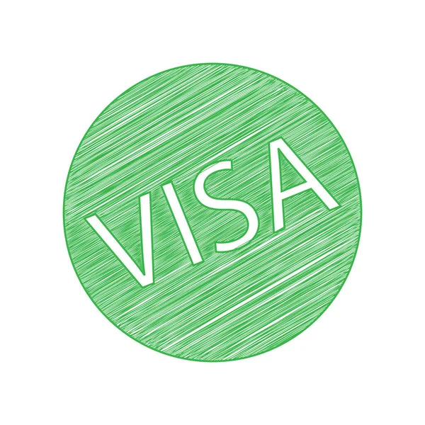 Illustration Carte Visa Icône Gribouillage Verte Avec Contour Solide Sur — Image vectorielle