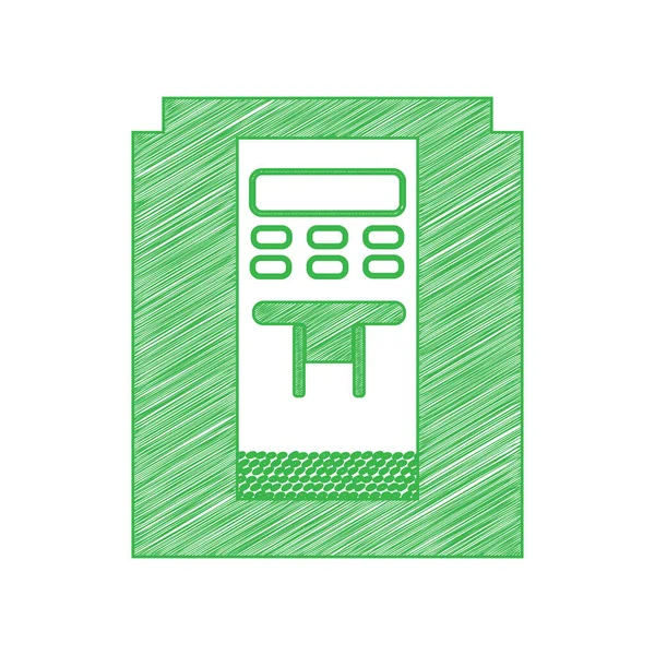 Πινακίδα Μηχανής Καφέ Green Scribble Εικονίδιο Συμπαγές Περίγραμμα Λευκό Φόντο — Διανυσματικό Αρχείο