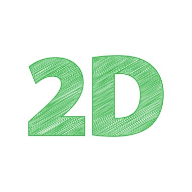 2D grafik işareti. Beyaz arkaplan üzerine katı konturlu yeşil karalama Simgesi.