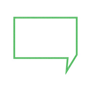 Konuşma balonu işareti. Beyaz arkaplan üzerine katı konturlu yeşil karalama Simgesi.