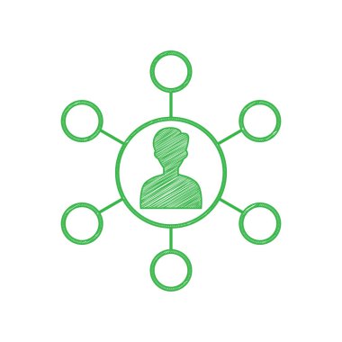 Temel bilgi elemanı işareti. Beyaz arkaplan üzerine katı konturlu yeşil karalama Simgesi.