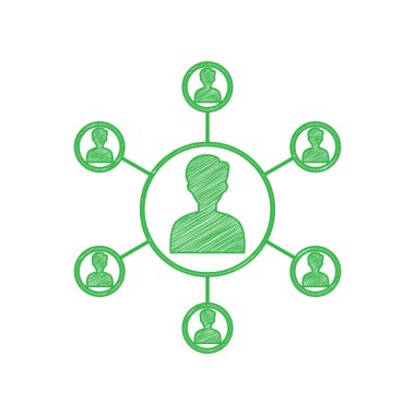 Temel bilgi elemanı işareti. Beyaz arkaplan üzerine katı konturlu yeşil karalama Simgesi.