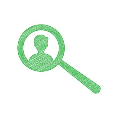 Çalışanları ve işi ara. Beyaz arkaplan üzerine katı konturlu yeşil karalama Simgesi.