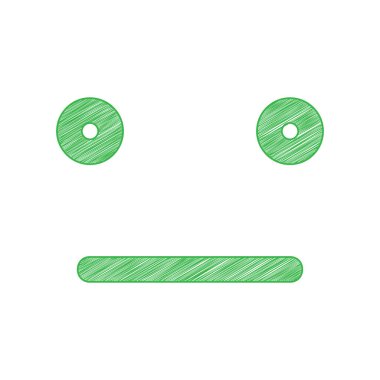 Gülümse ikon. Beyaz arkaplan üzerine katı konturlu yeşil karalama Simgesi.