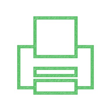 Yazıcı işareti. Beyaz arkaplan üzerine katı konturlu yeşil karalama Simgesi.