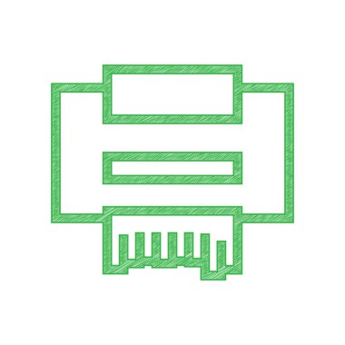 Yazıcı işareti. Beyaz arkaplan üzerine katı konturlu yeşil karalama Simgesi.