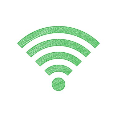 Kadın imzası. Beyaz arkaplan üzerine katı konturlu yeşil karalama Simgesi.