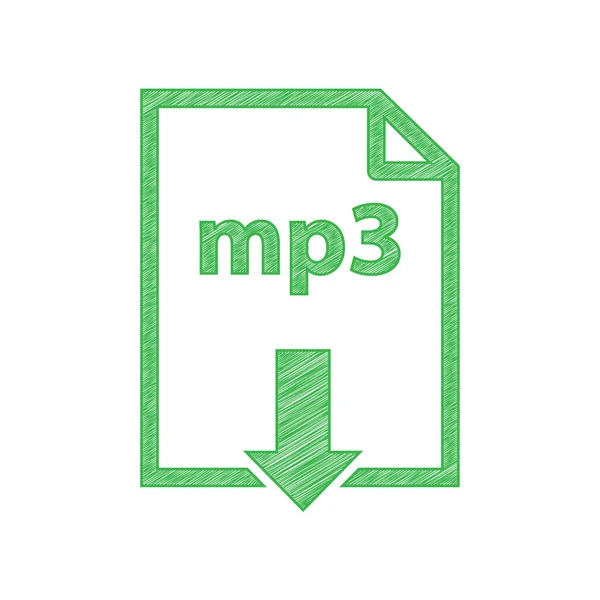 Mp3 Indirme Işareti Beyaz Arkaplan Üzerine Katı Konturlu Yeşil Karalama — Stok Vektör